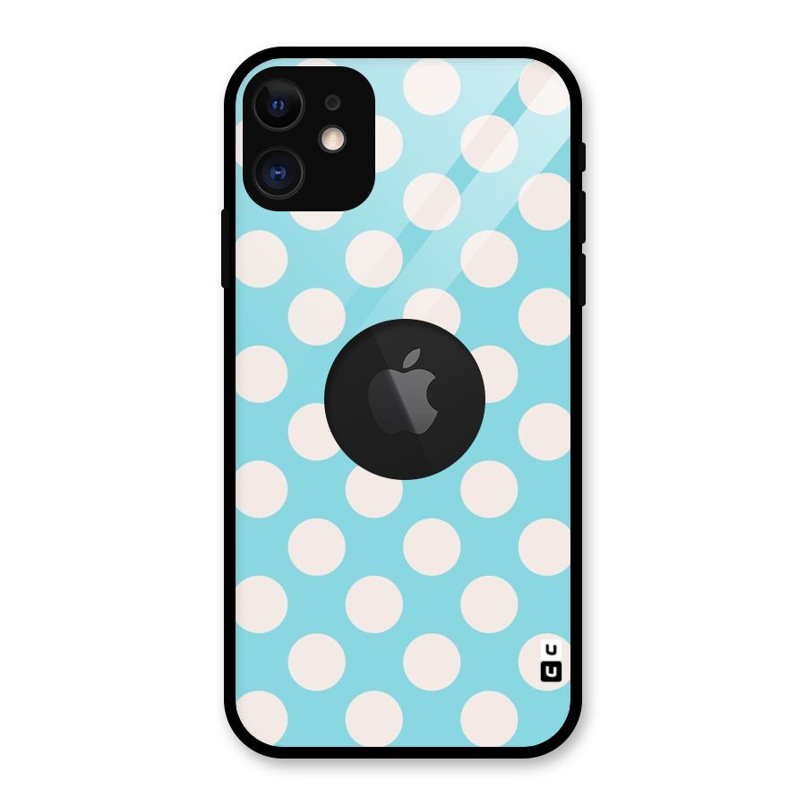 Pastel White Polka Dots Glass Back Case for iPhone 11 Logo Cut