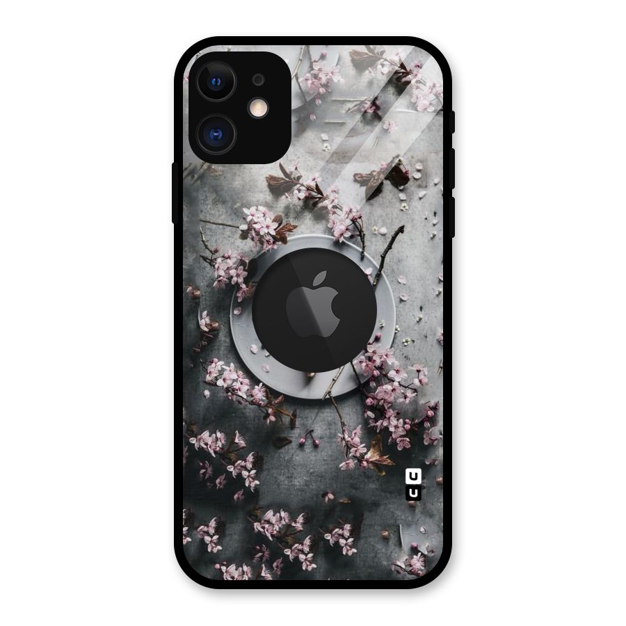 Pastry Florals Glass Back Case for iPhone 11 Logo Cut