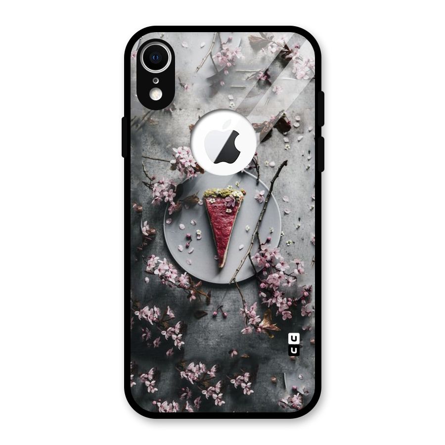 Pastry Florals Glass Back Case for iPhone XR Logo Cut