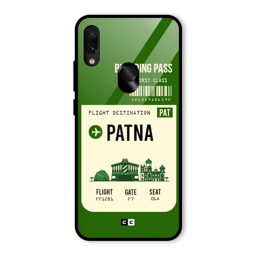 Patna Boarding Pass Glass Back Case for Redmi Note 7 Pro