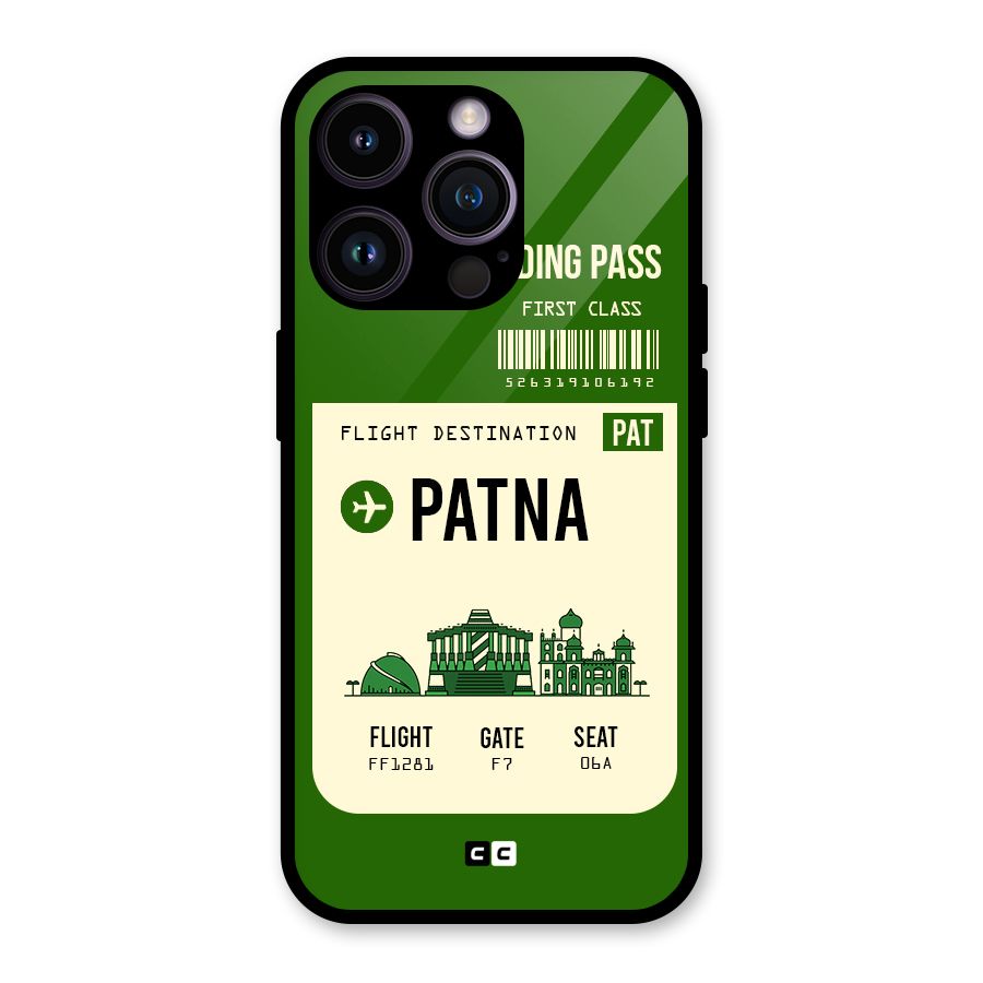 Patna Boarding Pass Glass Back Case for iPhone 14 Pro