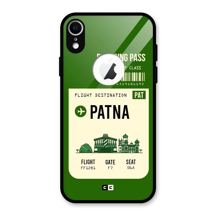 Patna Boarding Pass Glass Back Case for iPhone XR Logo Cut