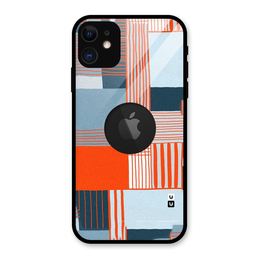 Pattern In Lines Glass Back Case for iPhone 11 Logo Cut