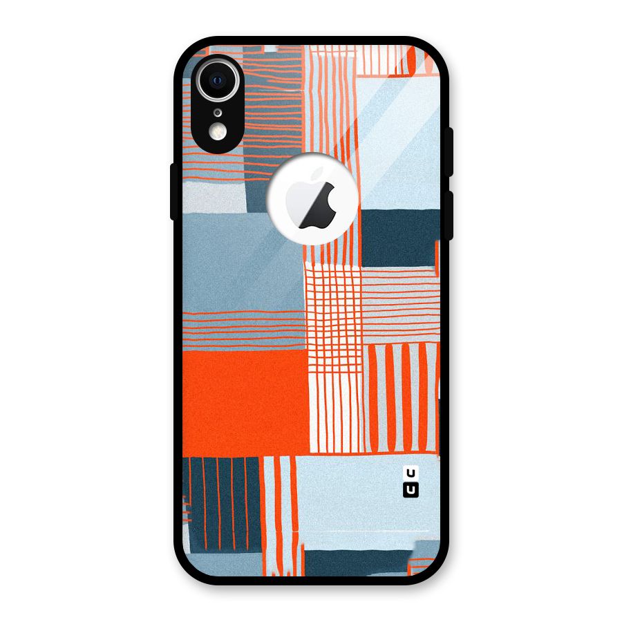 Pattern In Lines Glass Back Case for iPhone XR Logo Cut