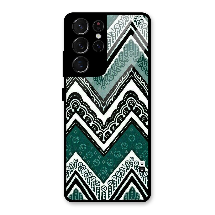 Patterned Chevron Glass Back Case for Galaxy S21 Ultra 5G