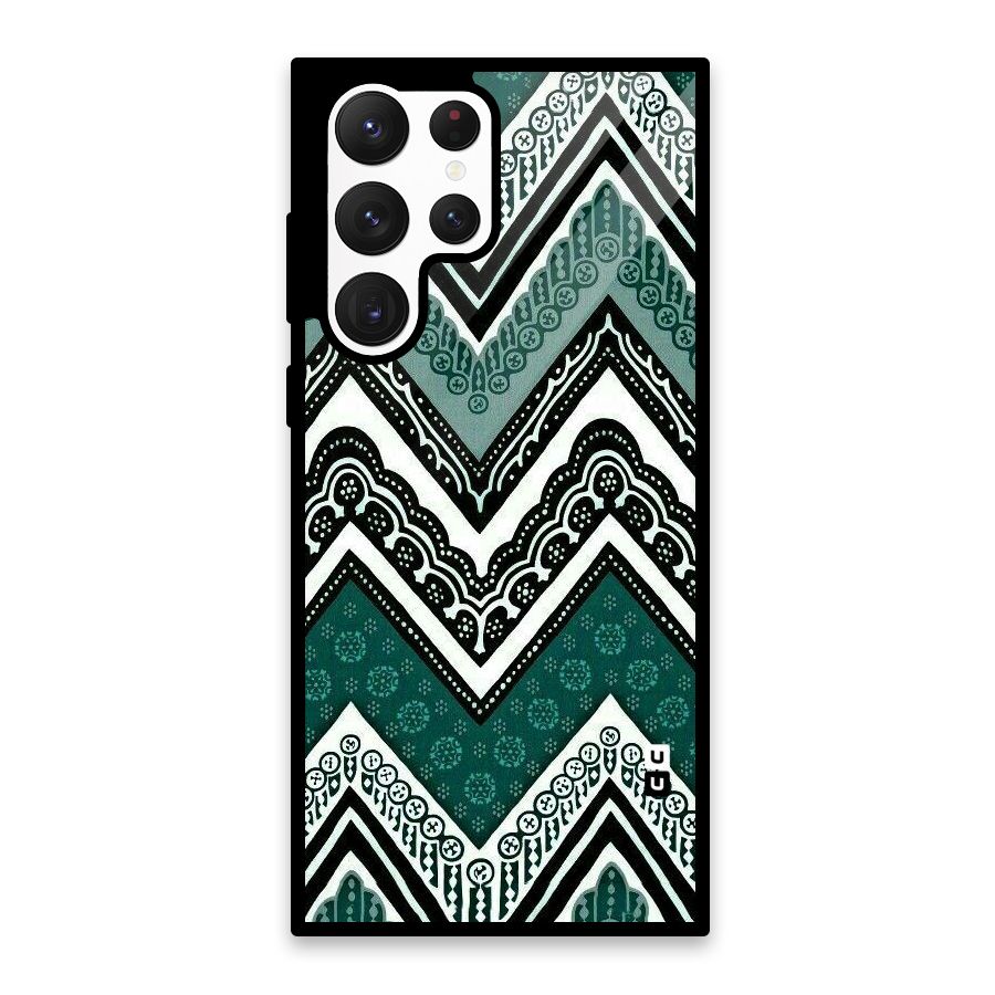 Patterned Chevron Glass Back Case for Galaxy S22 Ultra 5G