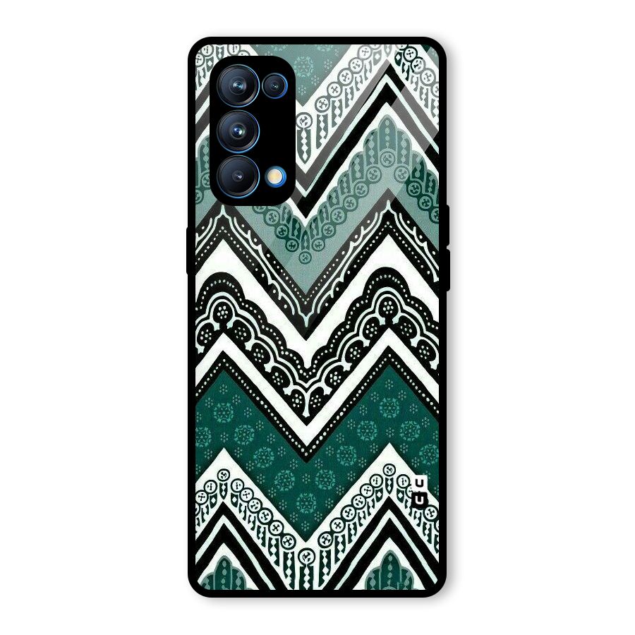 Patterned Chevron Glass Back Case for Oppo Reno5 Pro 5G