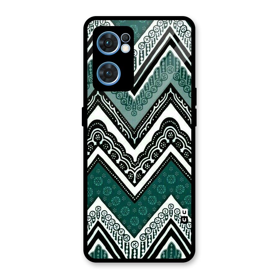 Patterned Chevron Glass Back Case for Oppo Reno7 5G