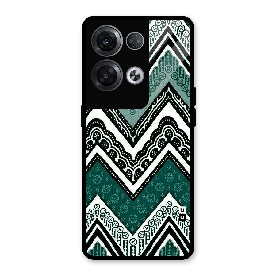 Patterned Chevron Glass Back Case for Oppo Reno8 Pro 5G
