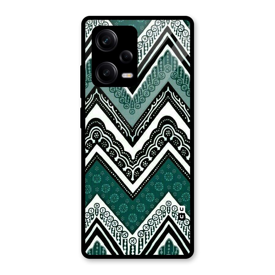 Patterned Chevron Glass Back Case for Redmi Note 12 Pro