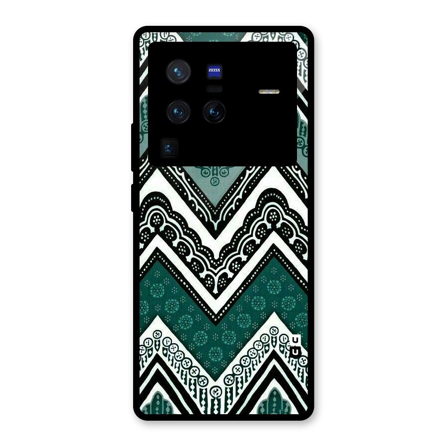 Patterned Chevron Glass Back Case for Vivo X80 Pro