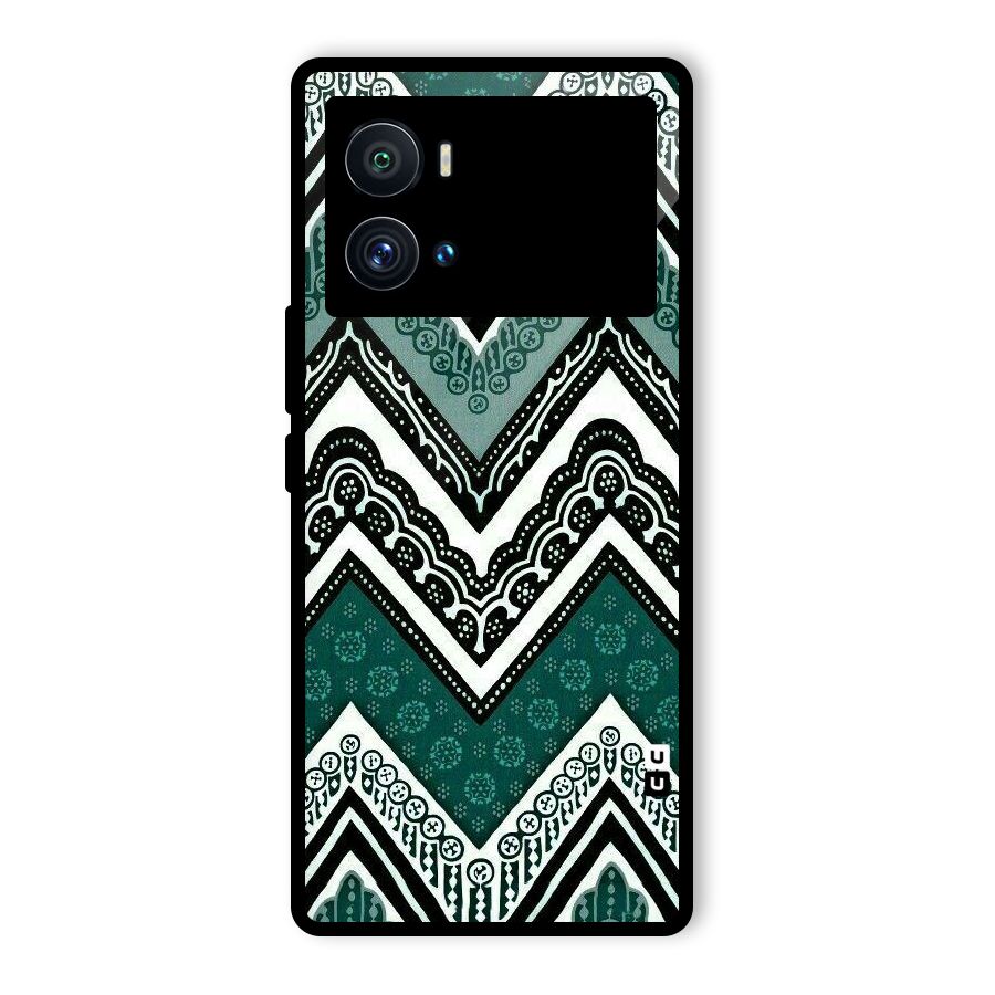 Patterned Chevron Glass Back Case for Vivo iQOO 9 Pro