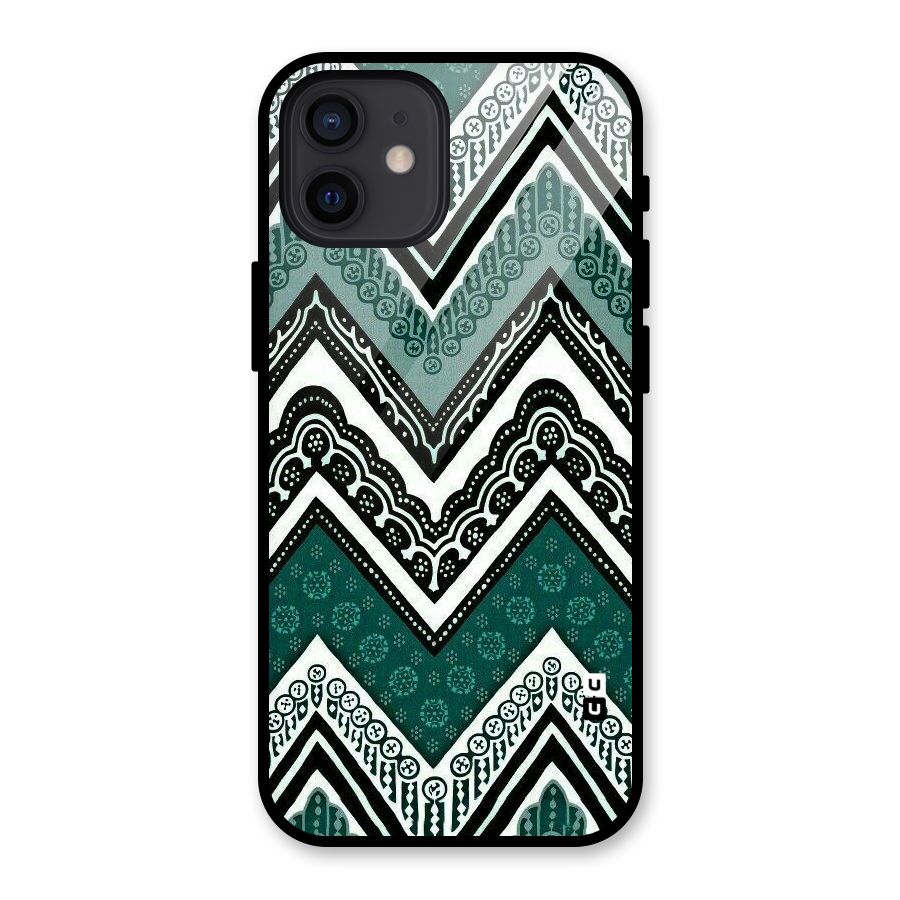 Patterned Chevron Glass Back Case for iPhone 12