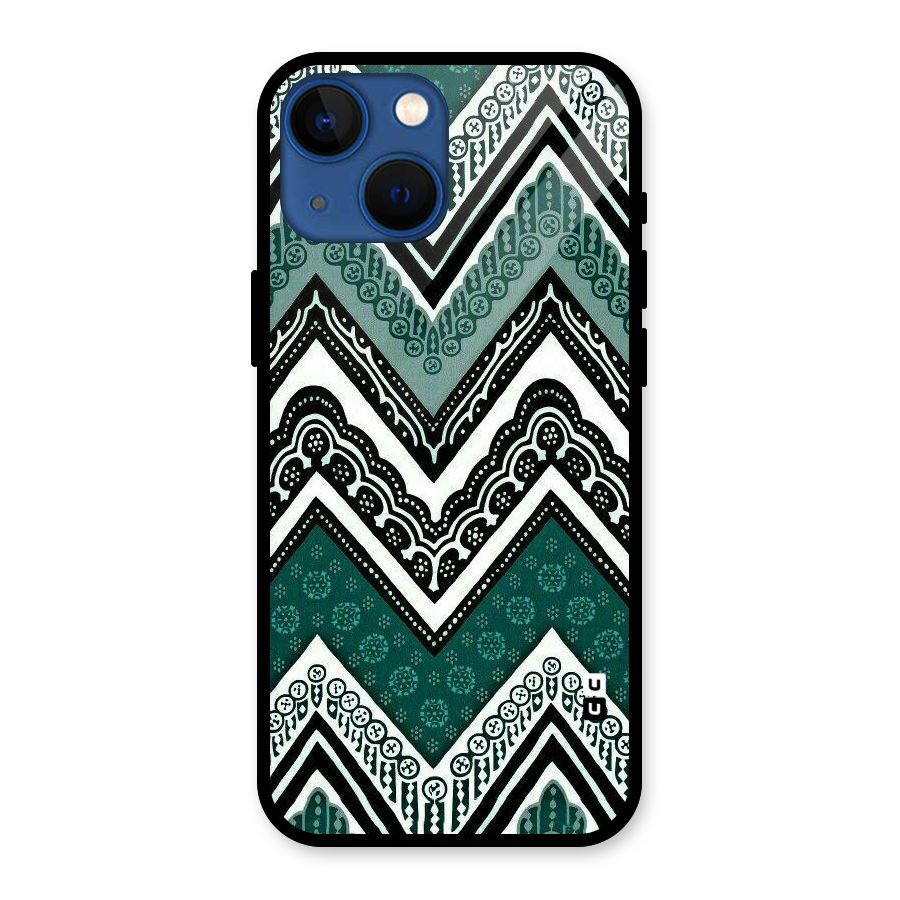 Patterned Chevron Glass Back Case for iPhone 13 Mini