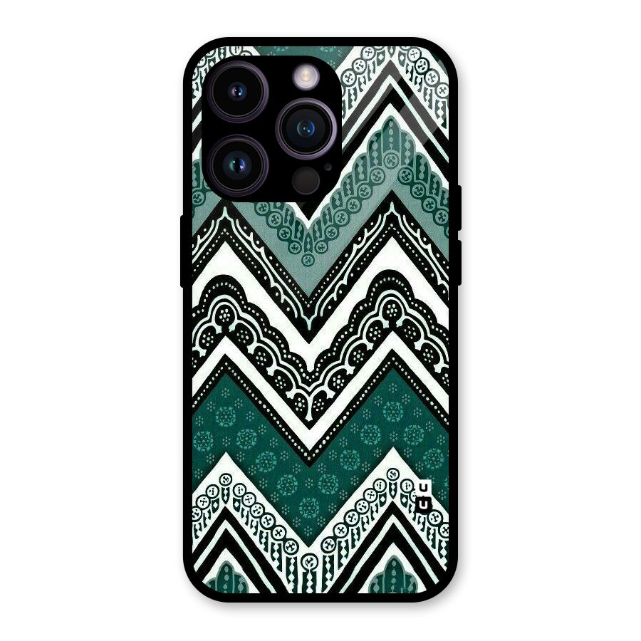 Patterned Chevron Glass Back Case for iPhone 14 Pro