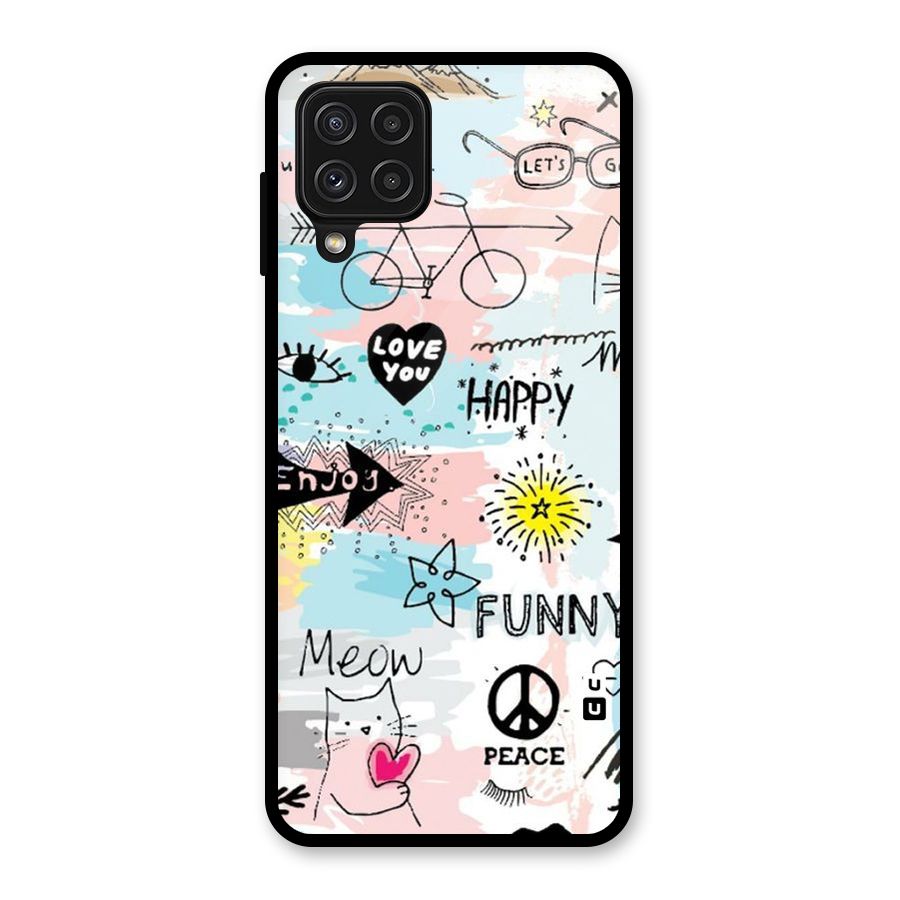 Peace And Funny Glass Back Case for Galaxy A22 4G