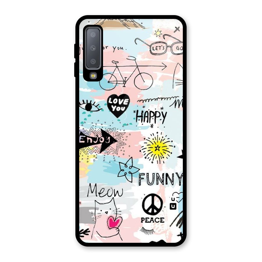 Peace And Funny Glass Back Case for Galaxy A7 (2018)