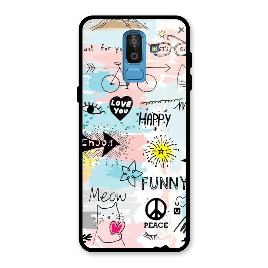 Peace And Funny Glass Back Case for Galaxy J8