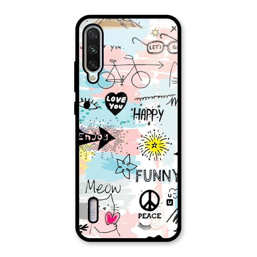 Peace And Funny Glass Back Case for Mi A3