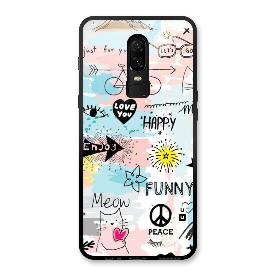 Peace And Funny Glass Back Case for OnePlus 6