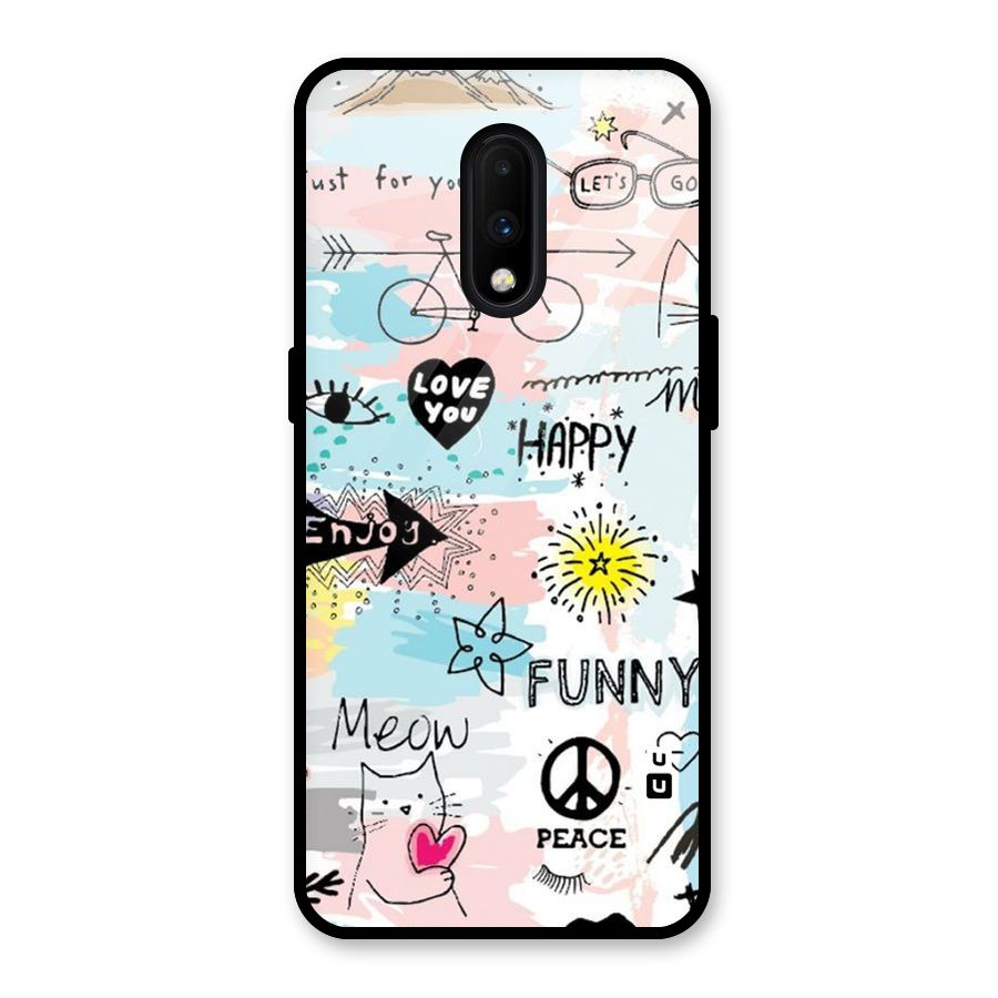 Peace And Funny Glass Back Case for OnePlus 7