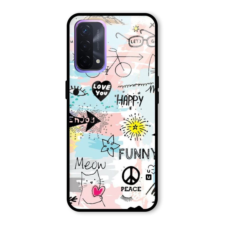 Peace And Funny Glass Back Case for Oppo A74 5G