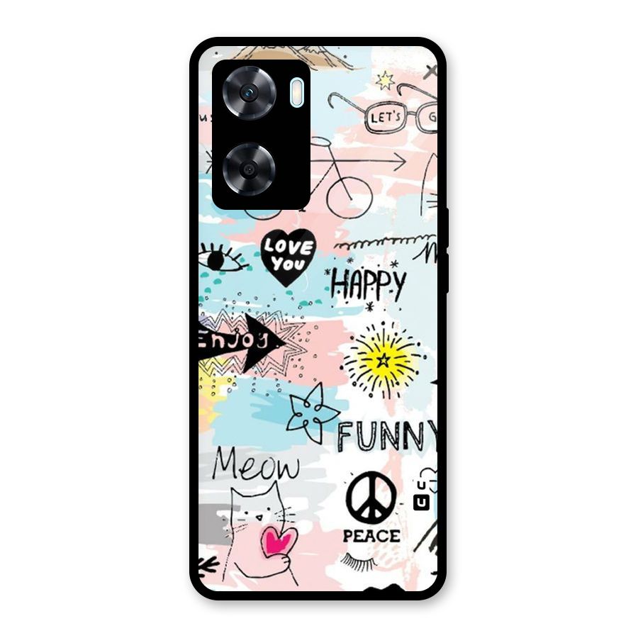Peace And Funny Glass Back Case for Oppo A77