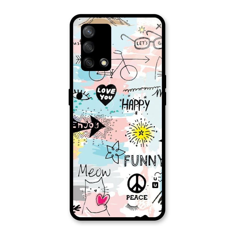 Peace And Funny Glass Back Case for Oppo F19