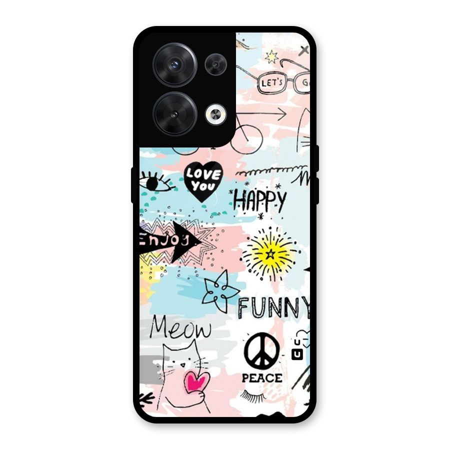Peace And Funny Glass Back Case for Oppo Reno8 5G