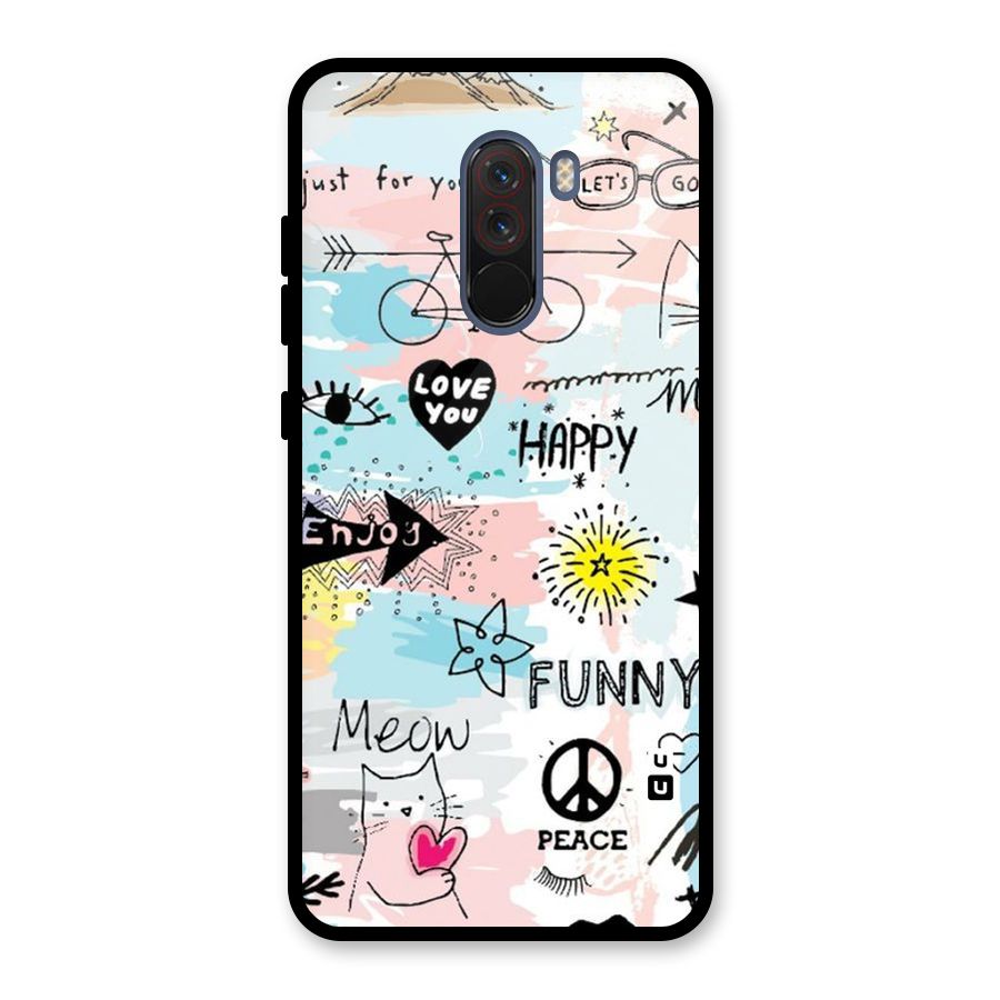 Peace And Funny Glass Back Case for Poco F1