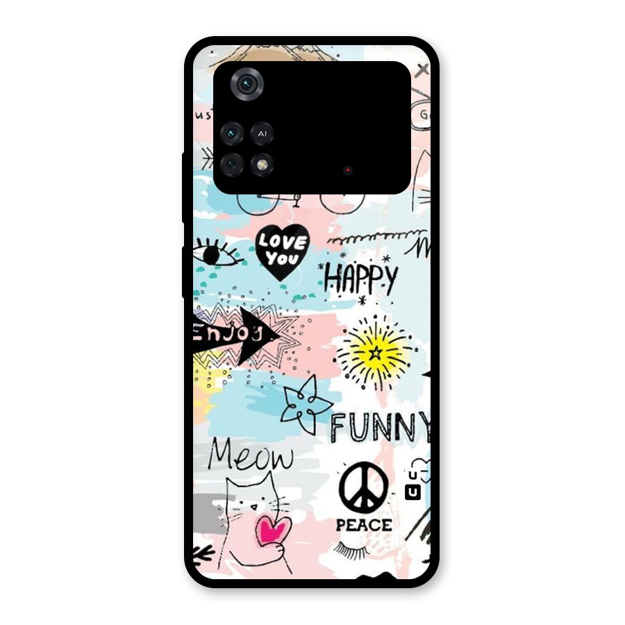 Peace And Funny Glass Back Case for Poco M4 Pro 4G