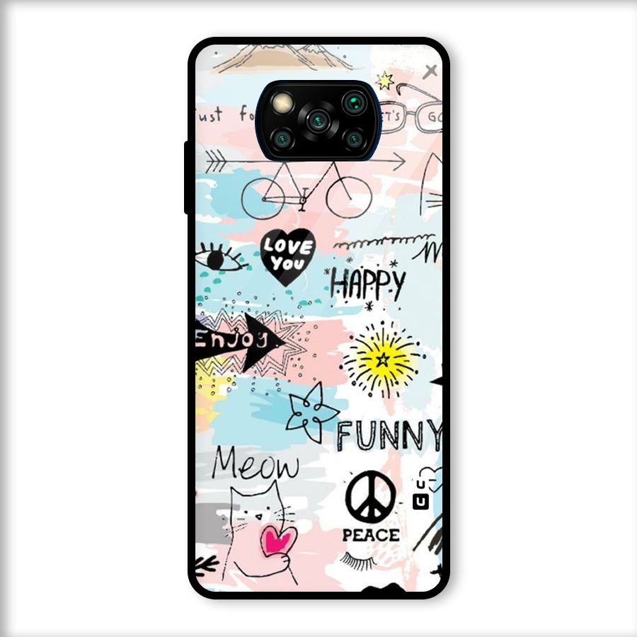 Peace And Funny Glass Back Case for Poco X3