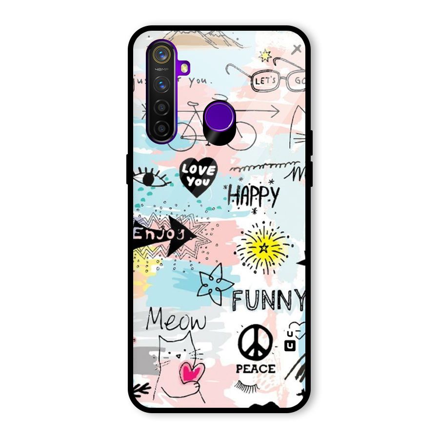 Peace And Funny Glass Back Case for Realme 5 Pro