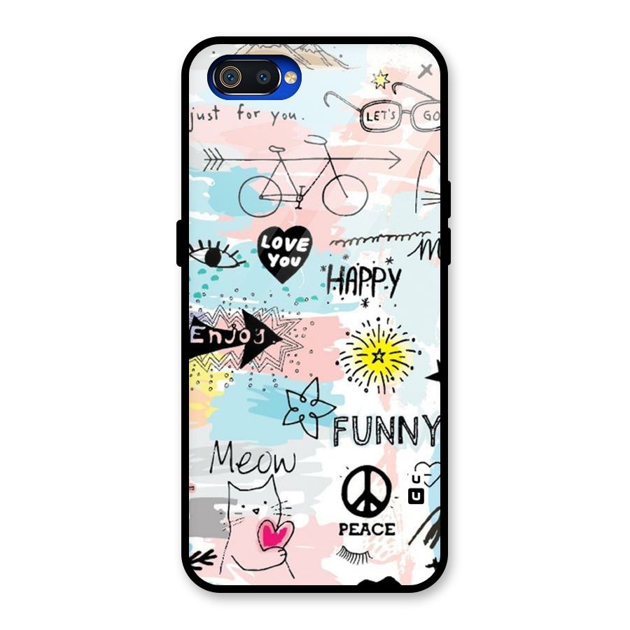 Peace And Funny Glass Back Case for Realme C2