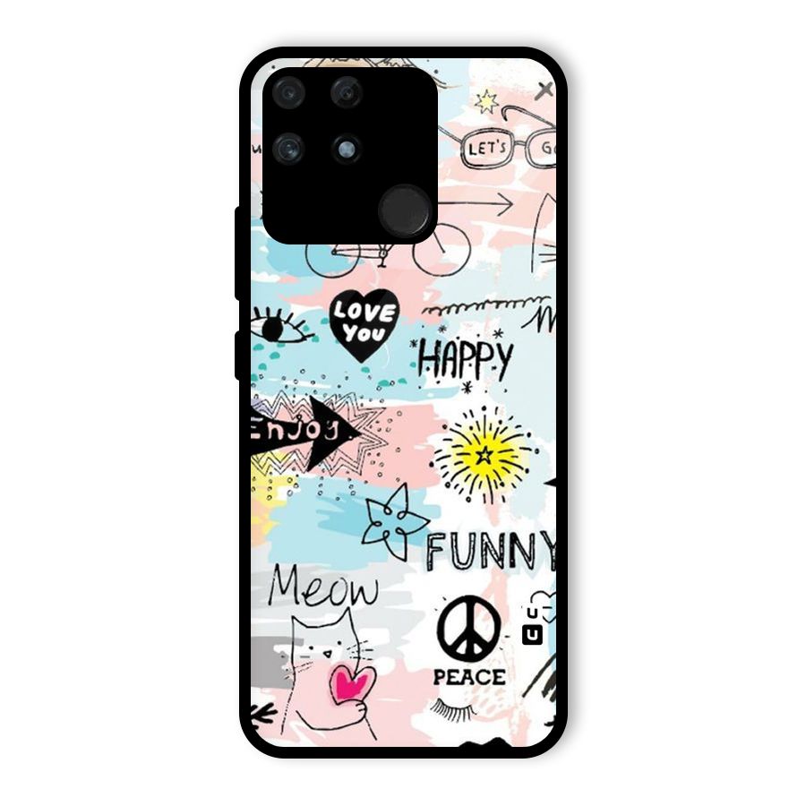 Peace And Funny Glass Back Case for Realme Narzo 50A