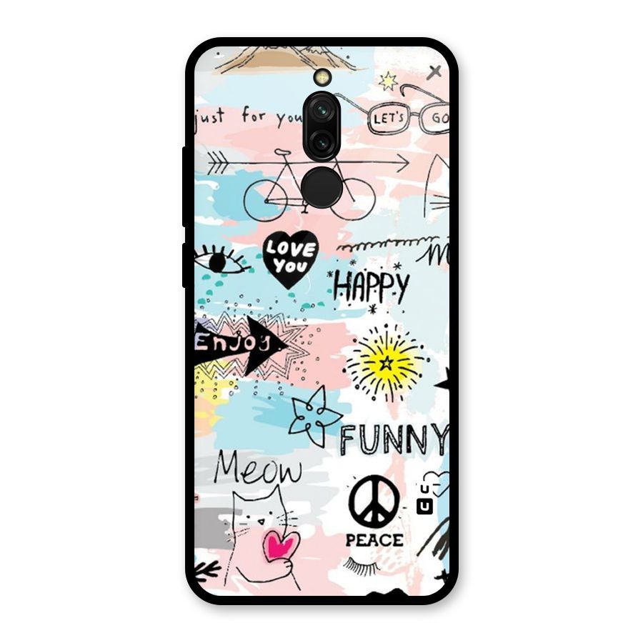 Peace And Funny Glass Back Case for Redmi 8