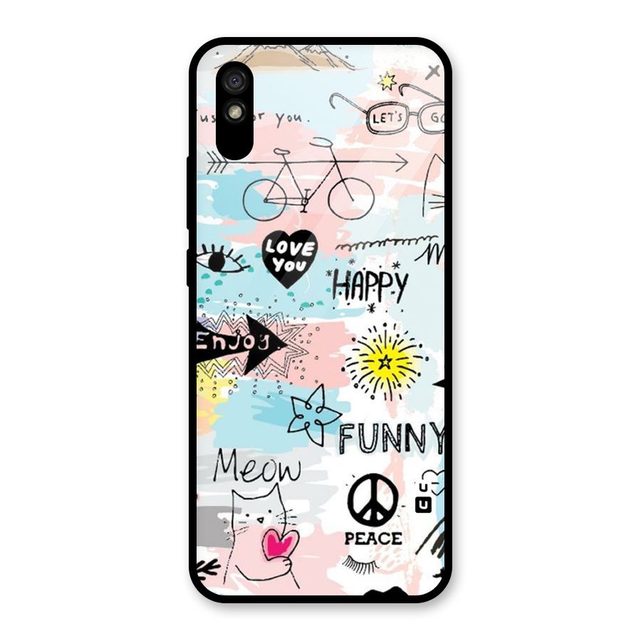 Peace And Funny Glass Back Case for Redmi 9A