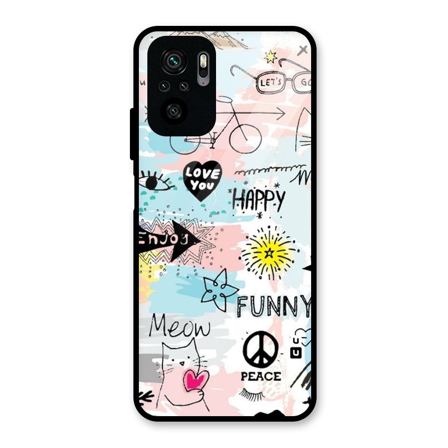 Peace And Funny Glass Back Case for Redmi Note 10S