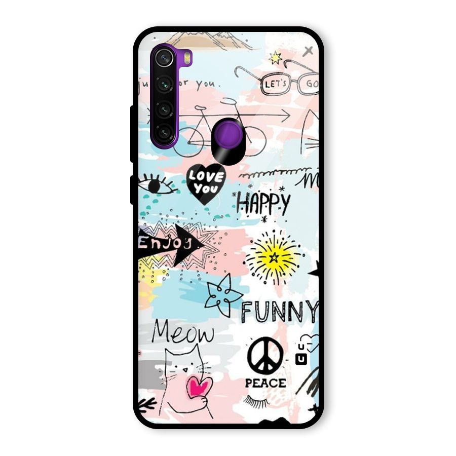 Peace And Funny Glass Back Case for Redmi Note 8