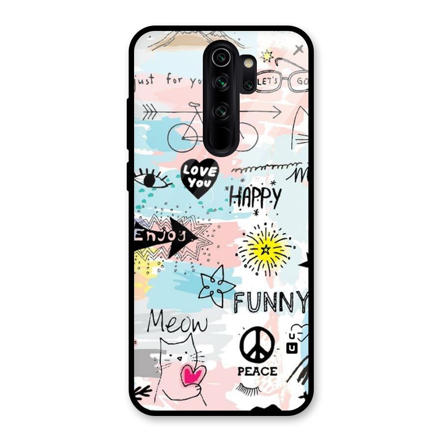 Peace And Funny Glass Back Case for Redmi Note 8 Pro