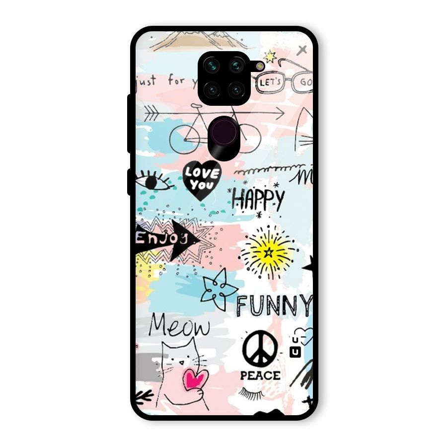 Peace And Funny Glass Back Case for Redmi Note 9