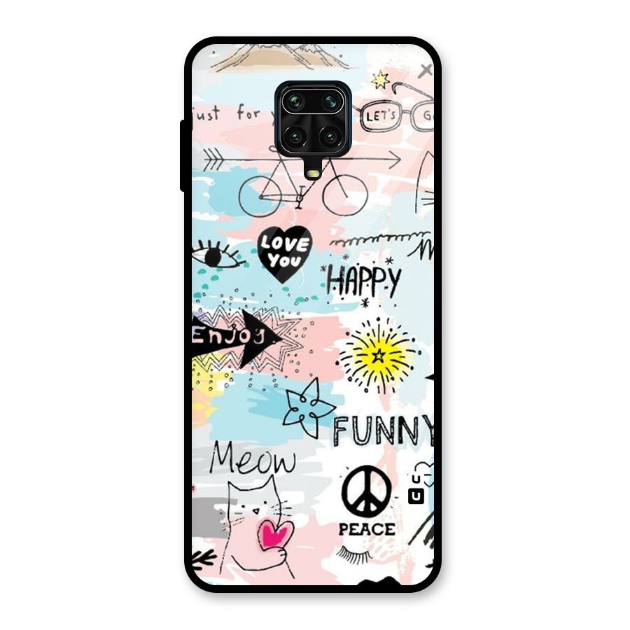 Peace And Funny Glass Back Case for Redmi Note 9 Pro