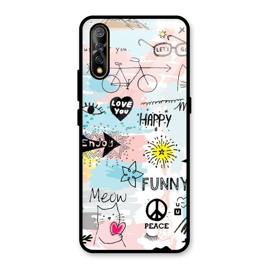 Peace And Funny Glass Back Case for Vivo S1