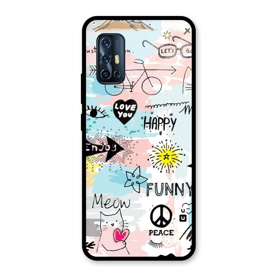 Peace And Funny Glass Back Case for Vivo V17