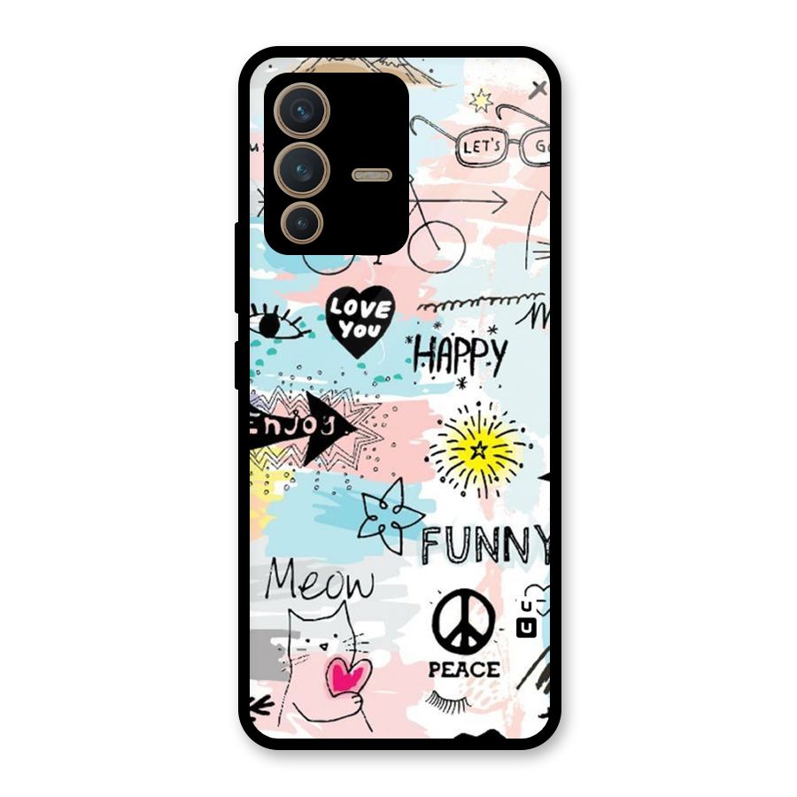 Peace And Funny Glass Back Case for Vivo V23 5G