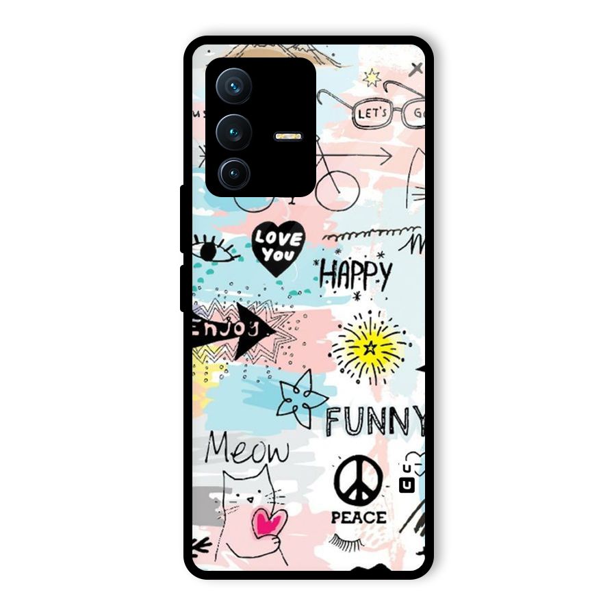 Peace And Funny Glass Back Case for Vivo V23 Pro