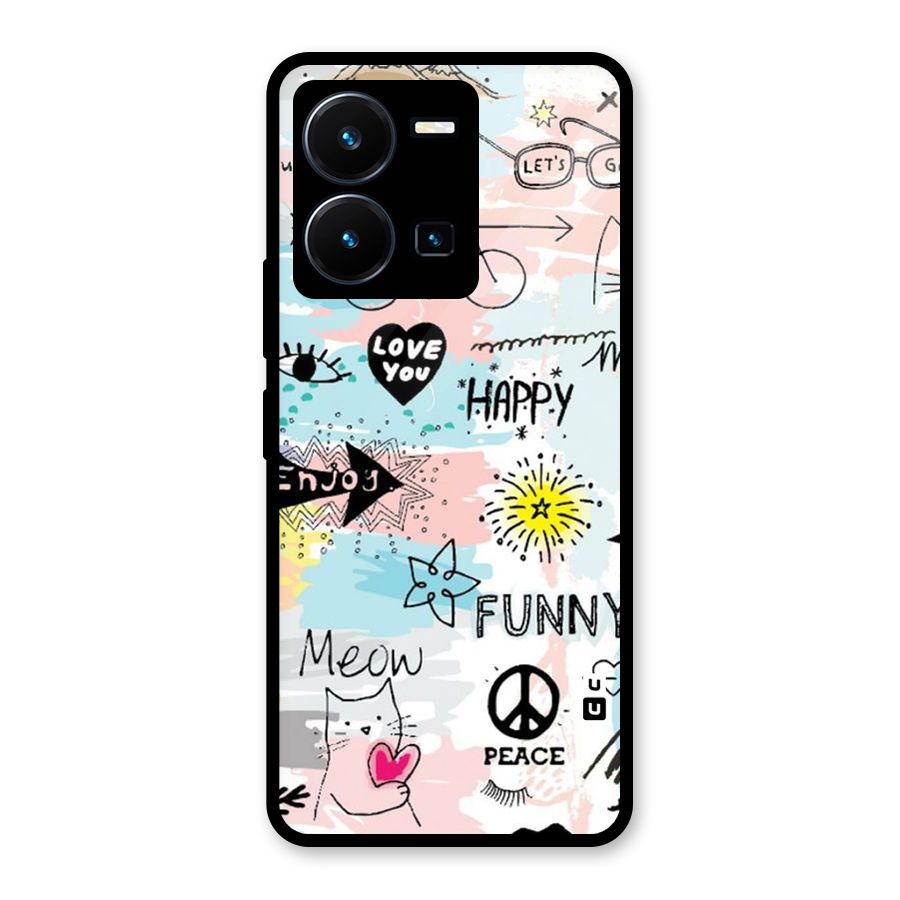 Peace And Funny Glass Back Case for Vivo Y35