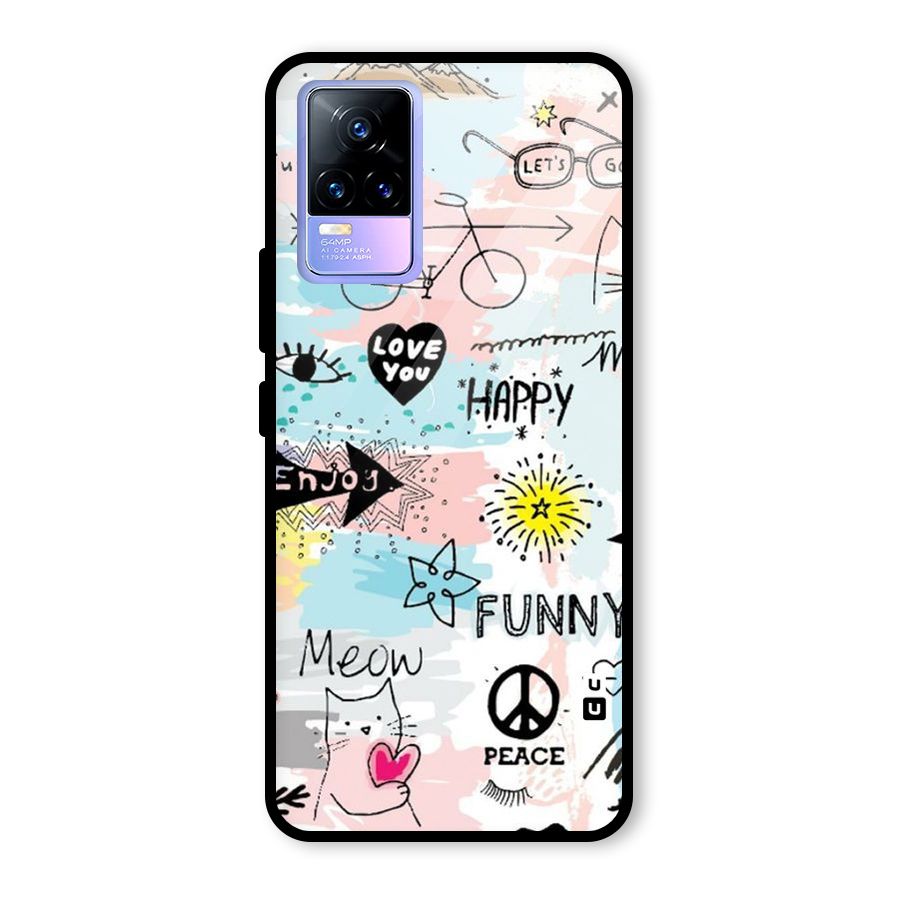 Peace And Funny Glass Back Case for Vivo Y73