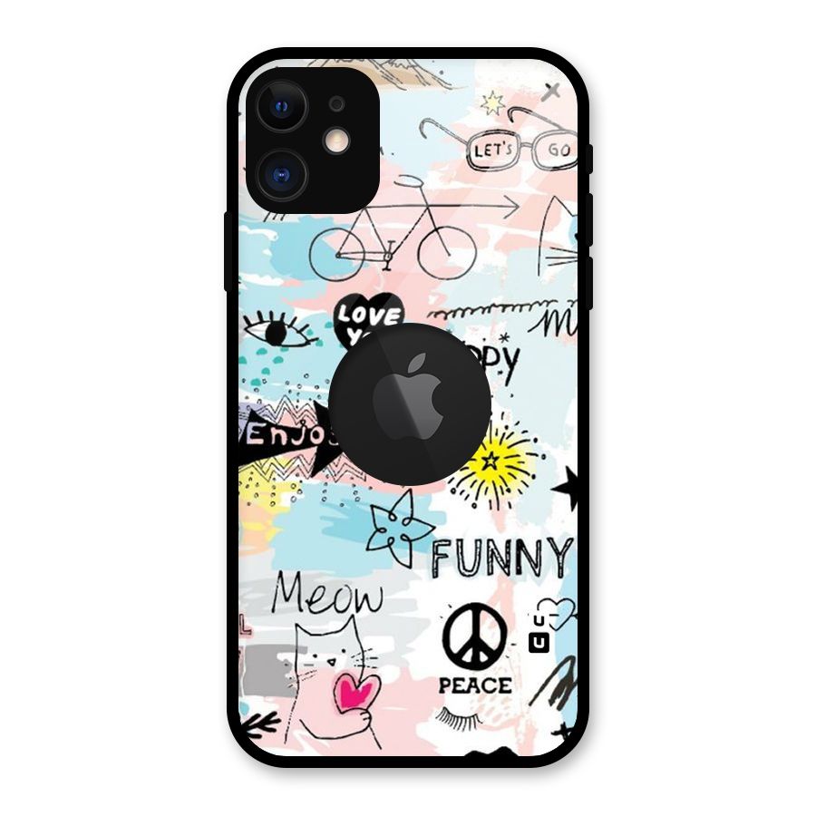Peace And Funny Glass Back Case for iPhone 11 Logo Cut