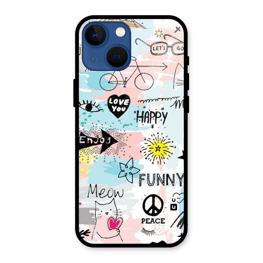 Peace And Funny Glass Back Case for iPhone 13 Mini
